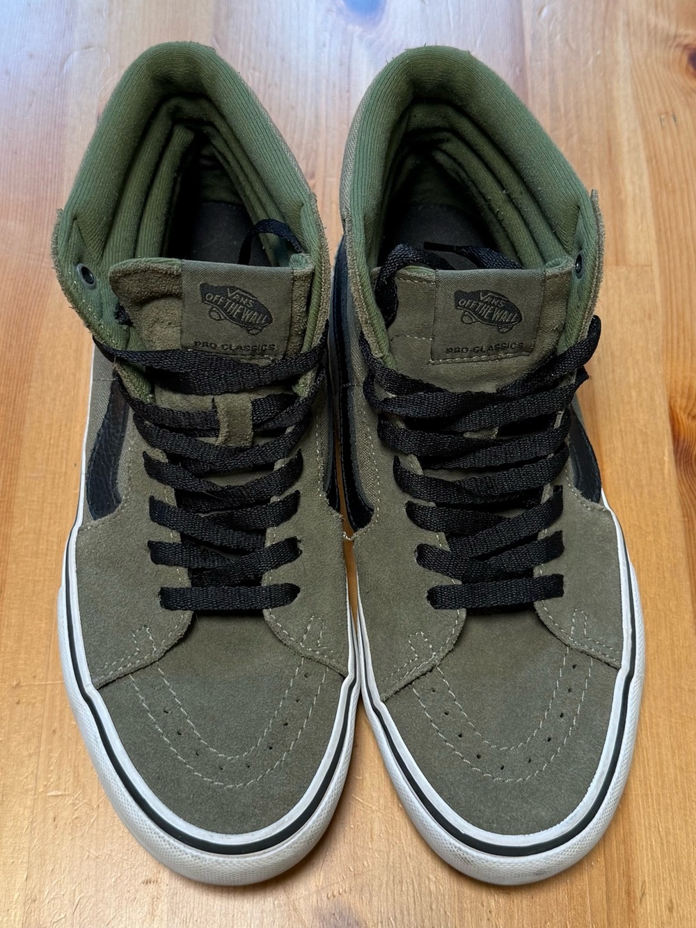 Vans Men’s Olive Green and Black High-Top Skate Sneakers